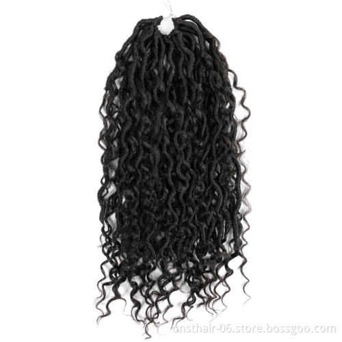 Goddess Locs Crochet Hair 18 Inch River Boho Faux Locs Wavy Crochet With Curly Hair In Middle Synthetic Crochet Hair Extension